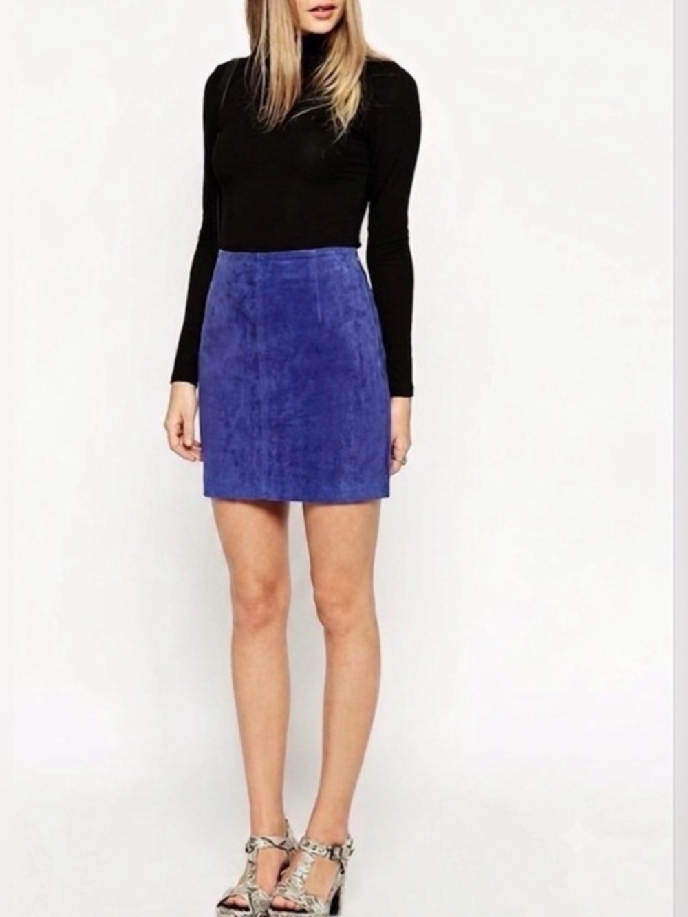 DANIER Vintage Blue Suede Leather Pencil Skirt | Made in Canada | Size 12